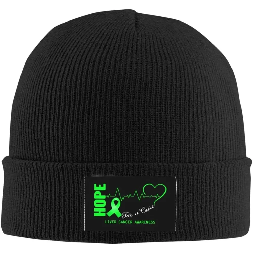 Hope for A Cure Liver Cancer Awareness Beanie Hat  Men Women Warm Cozy Knit Skull Cap Acrylic Winter Hats