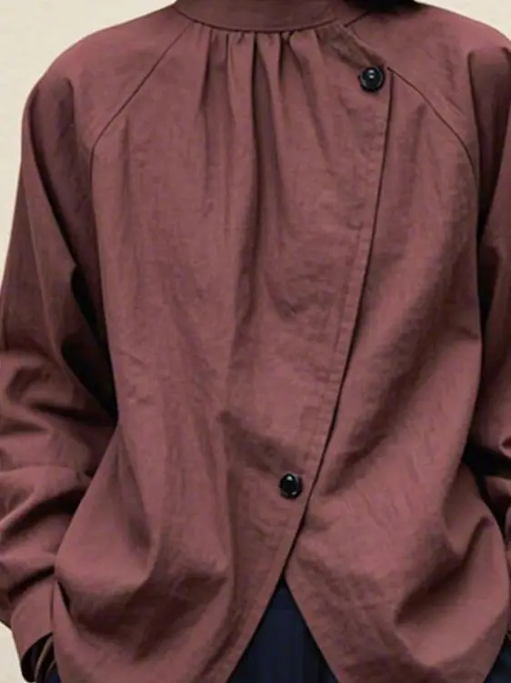 

Unique Zen Sle Long Sve Women's irt Slit Design Comfortable Breathable Large Size Chinese New Sle Faionable Top