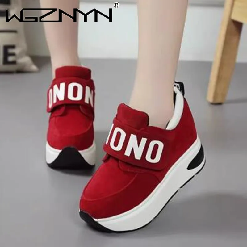 NEUE Plattform Keil Turnschuhe Damen Schuhe Sneaker Casual Schuhe Trainer Frauen Weibliche Schuhe Schwarz Rot Sneaker Frauen Tenis feminino