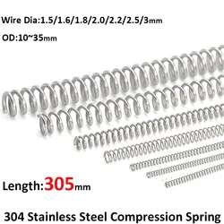 305mm Compression Spring Long Pressure 304 Stainless Steel Springs Y-shaped Wire Dia 1.5/1.6/1.8/2.0/2.2/2.5/3mm OD 10mm~35mm
