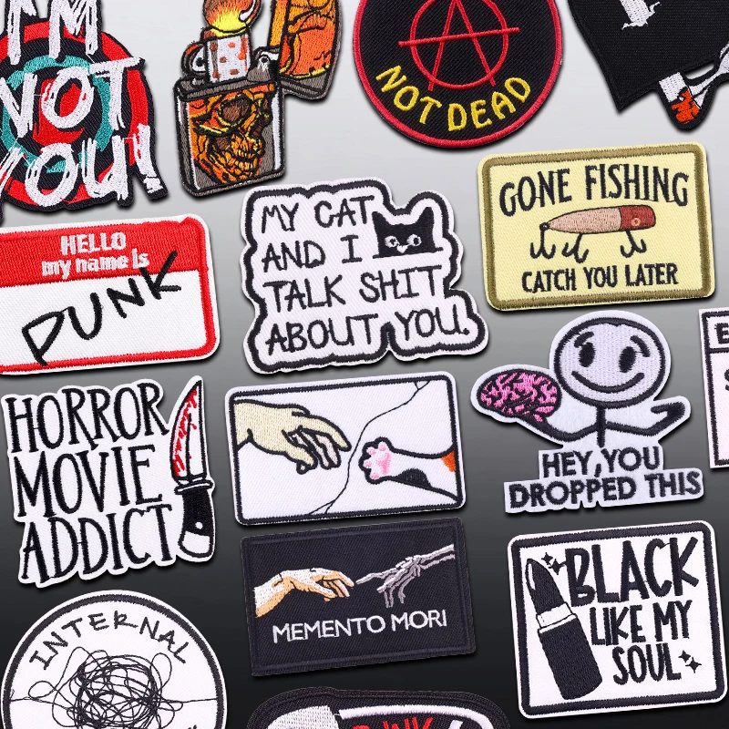 Punk-Rock-Hippie-Buchstaben-Aufnäher zum Aufbügeln, Aufnäher für Kleidung, thermoadhäsive Aufnäher für Kleidung, Jeans, Nähen, DIY
