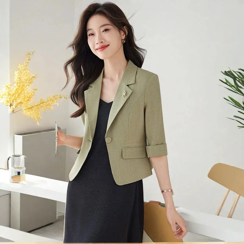 2025 새로운 짧은 정장 재킷 여성 블레이저 Casaco Feminino 봄 여름 코트 한국 여성은 높은 칭찬을 받습니다 짧은 코트 탑