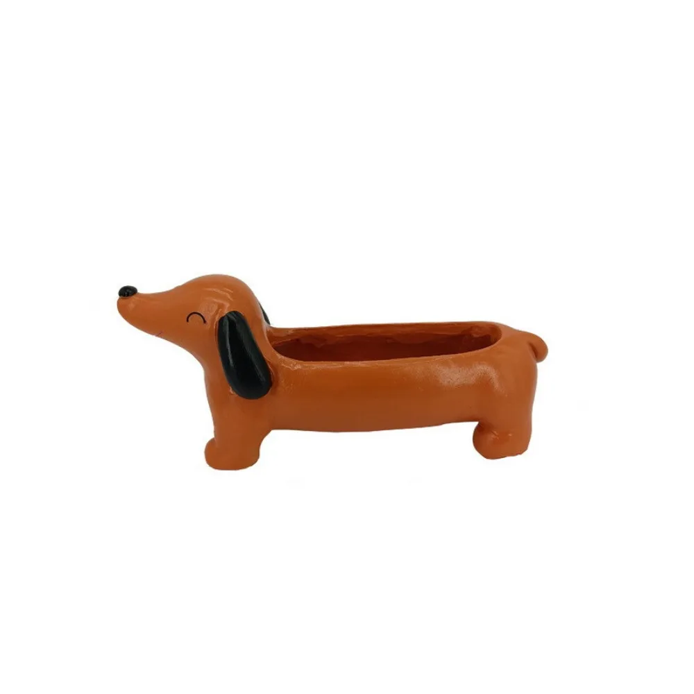 

Garden Decor Resin Dog Plant Pot Cute Cartoon Dachshund Flower Pot Simulated Hydroponic Flower Holder Green Plants Potted