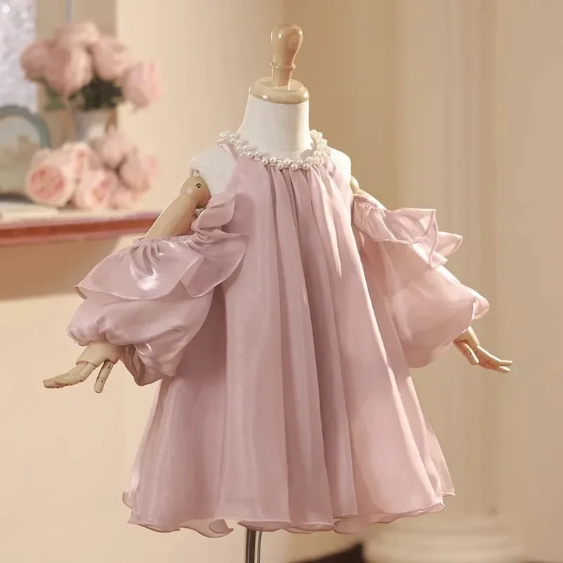 Luxurious First Birthday Party Dress for Girls Children Design Beading Dresses Teenage Girl Princess Elegant Banquet Frocks