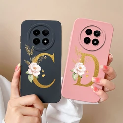 Cases For OPPO Realme12 12x 5G Elegant Rose Letter Soft Liquid Silicone Lens Protective Back Covers For Realme 12 X Bumper Funda