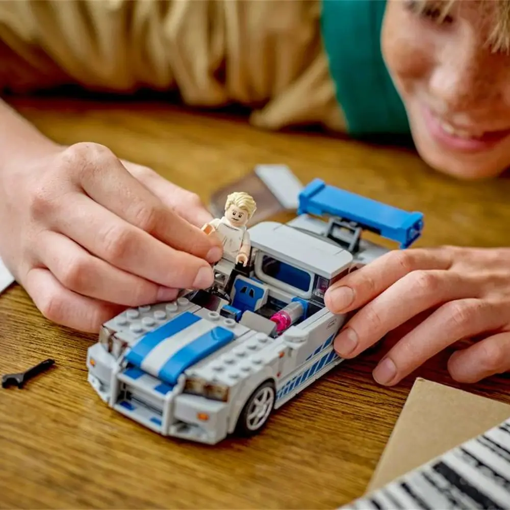 LEGO Speed Champions 2 Fast 2 Furious Nissan Skyline GT-R (R34), Race Car Toy Model Building Kit Racer Minifigure Gift 76917 view 3