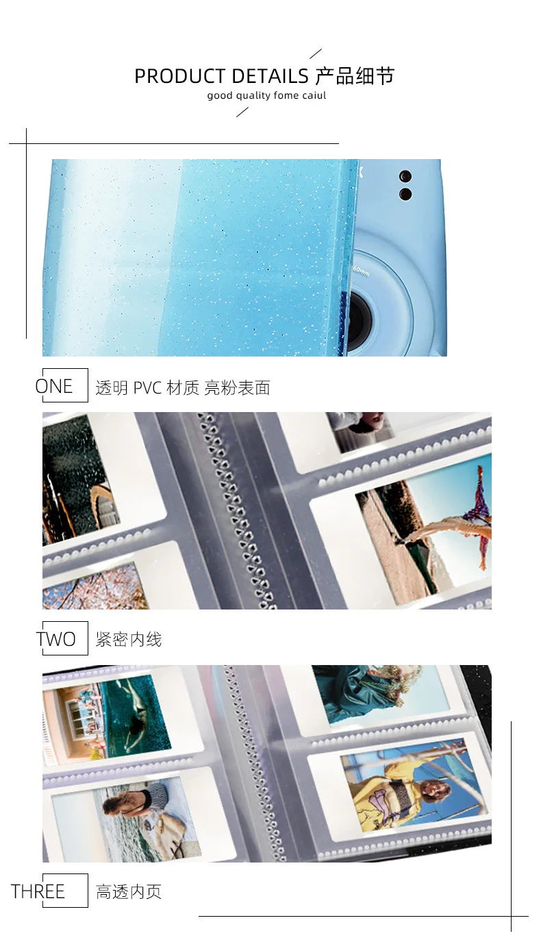 64 Túi Sách Album Cho Máy Ảnh Fujifilm Instax Instant Mini 11 9 8 7S 70 25 50S 90 Mini bộ Phim 3/4 Inch Giấy In Ảnh Phim Để Thẻ