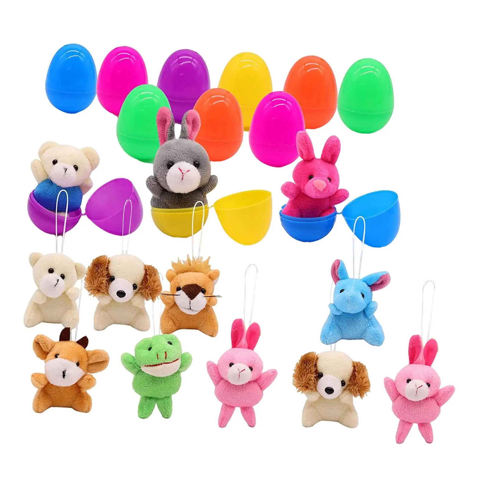 

12 Pieces Easter Eggs Filled with Mini Animal Plush Toy for Carnival Prizes
