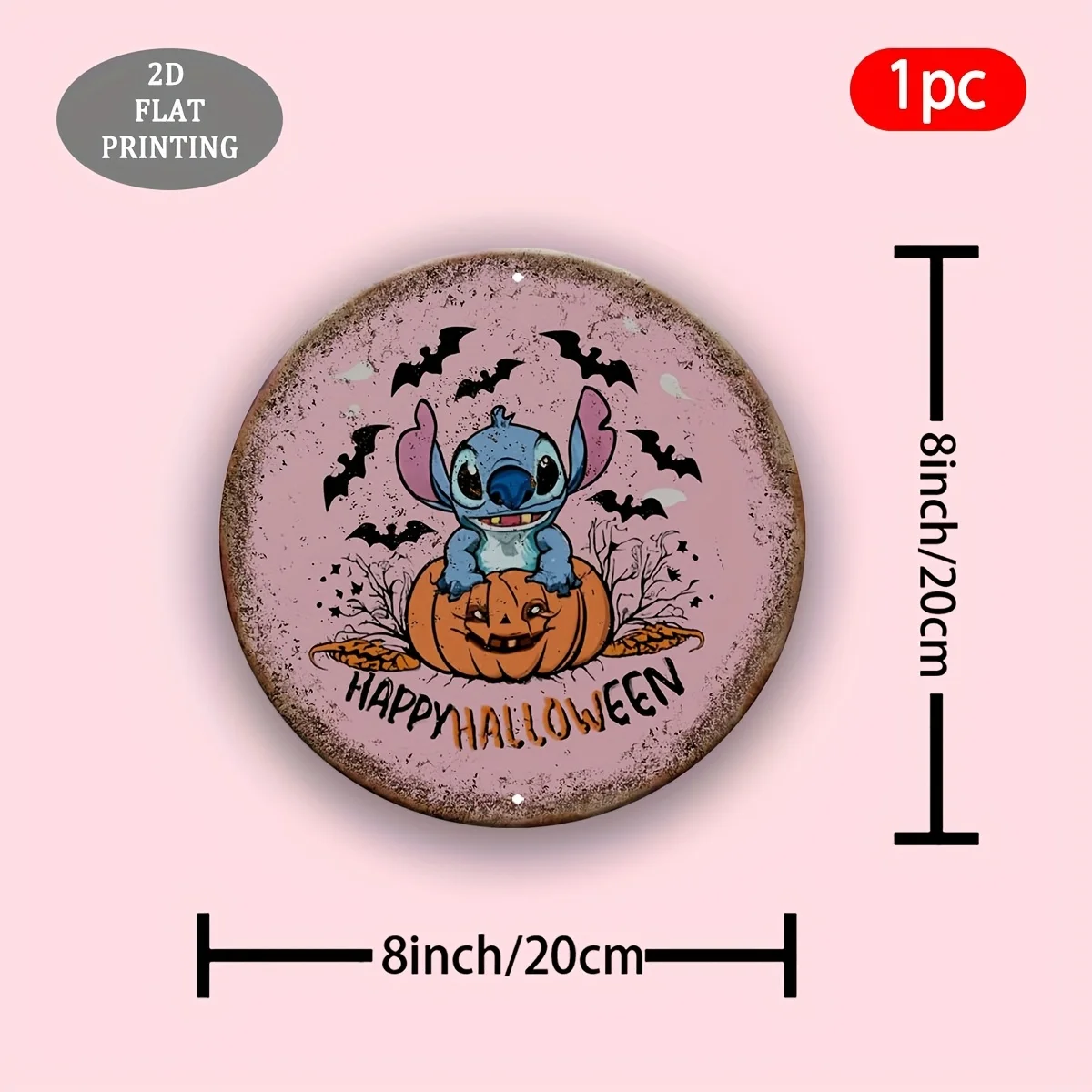 مسطح ثنائي الأبعاد، قطعة واحدة، لوحة ألومنيوم بنمط غرزة مسطحة ثنائية الأبعاد، لافتة زخرفية مستديرة متعددة الأغراض للفناء والحديقة وديكور المنزل - Stylis