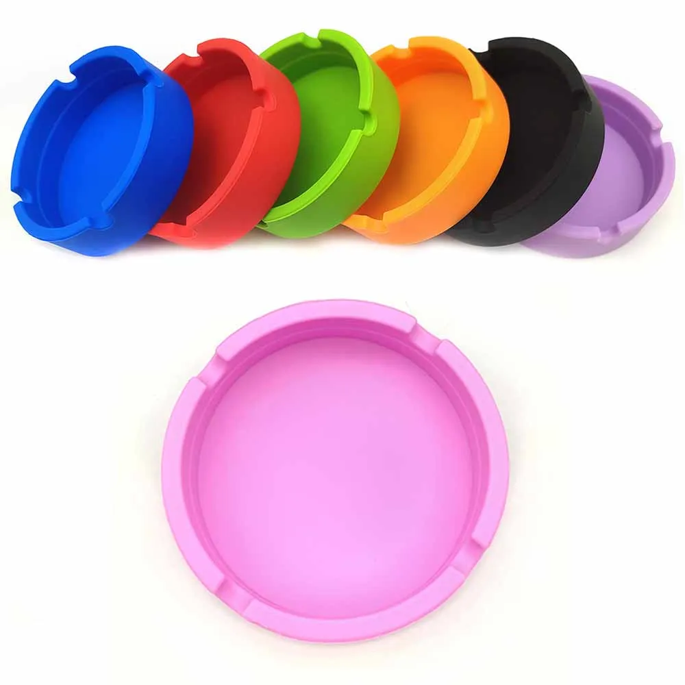 12pcs Silicone Ashtray Diameter 83mm Circular Shape Ashtray Smoke Herb Tobacco Smoke accessories Cigarette Case As Gift