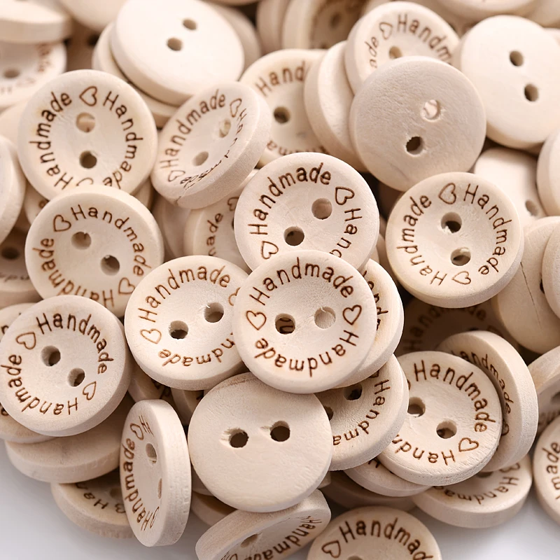 50pcs 2 Holes Natural Wooden Buttons for Clothes Decorative Button Diy Handmade 2 Eyelets Bottons Sewing Accessories3