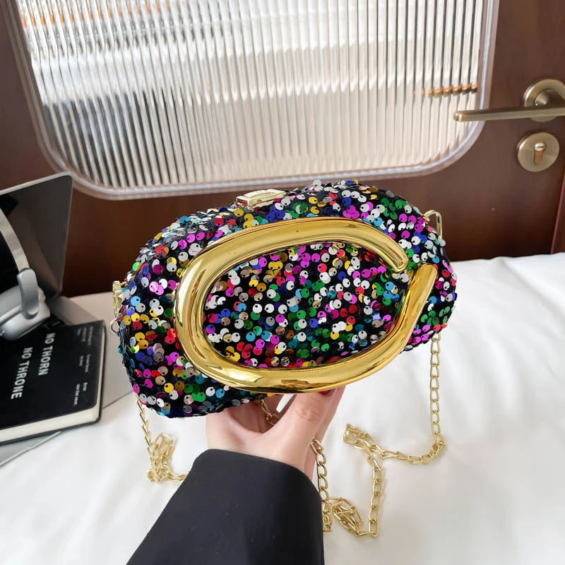 

Новые женские вечерние сумки со сверкающими блестками, роскошные изысканные блестящие вечерние клатчи, сумка с металлической цепочкой на запястье, блестящие вечерние сумки