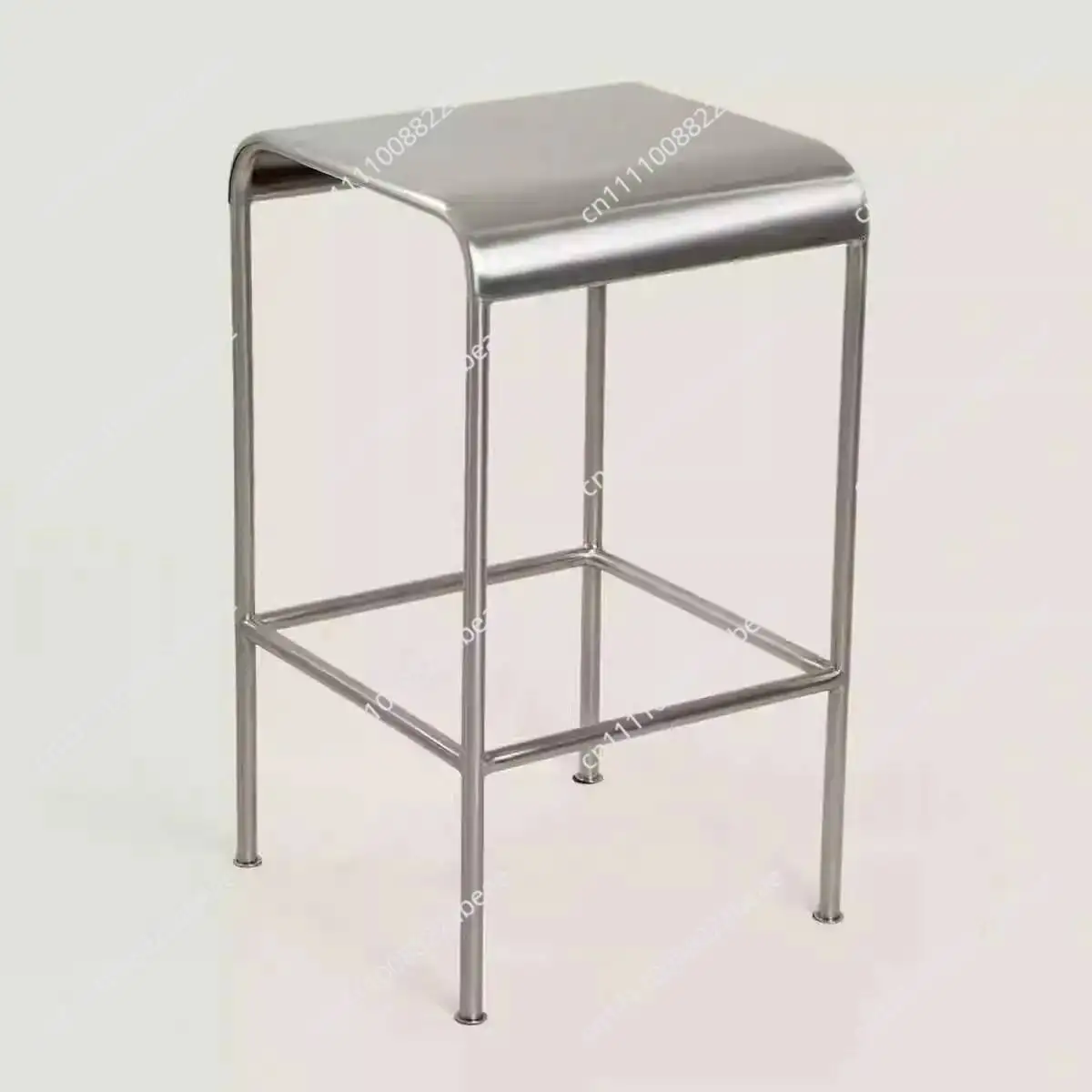 Steel Stainless Bar Stool, Minimalist Design, Durable Metal Frame, Ideal for Kitchen/Bar, Space - Saving, Modern Style
