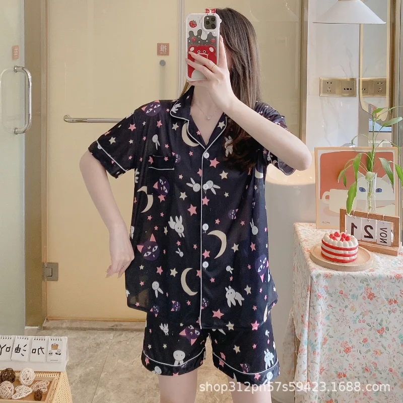 Sailor Moon Shorts Sleeves Pajamas Kawaii Summer Cosplay Pajamas Anime Figure Tsukino Usagi Night Wear Sleep Wear Kids Xmas Gift