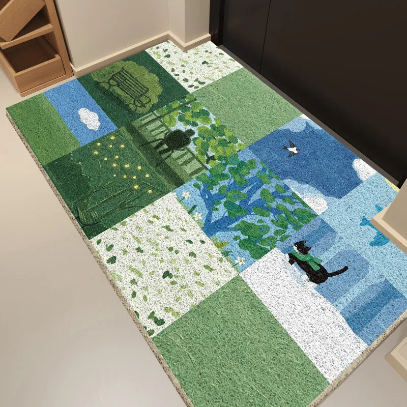 Scenic Oil Painting Floor Mat Aesthetic Landscape PVC Silk Loop Door Mat Scraping Mud Waterproof Entryway Carpet Custom Mat