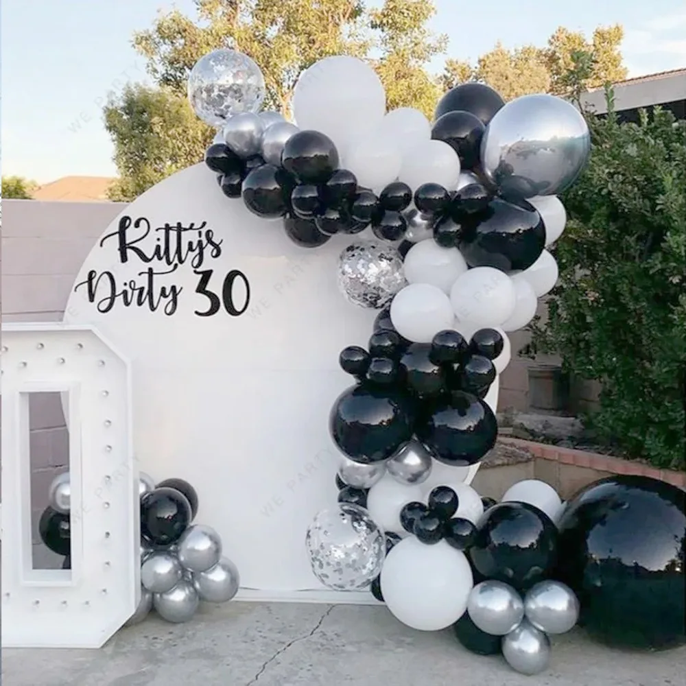 

5/10/12/18 Inch Metal Silver Black Balloon Chain Arch Set Adult Birthday Party Wedding Room Layout Baby Shower Decoration