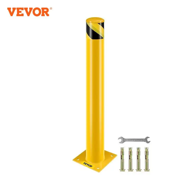 VEVOR Yellow Safety Bollard Steel Barrier Post with High Visibility 36Inchx4.5Inch O.D.Signs Pipe for Traffic Vehicle Collisions