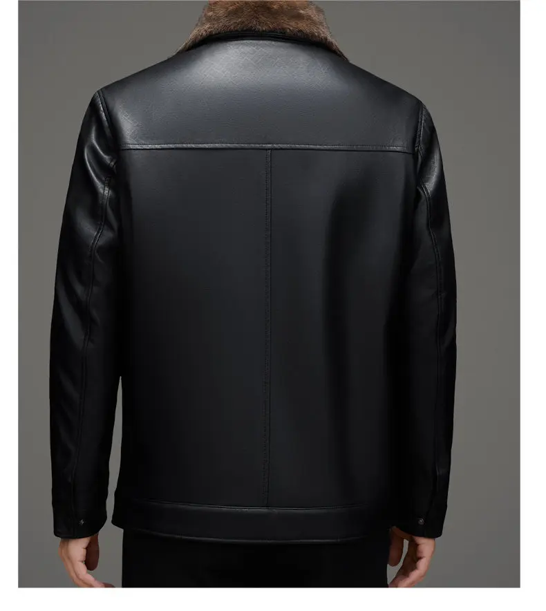 Hohe Qualität männer Casual Faux Leder Ente Unten Jacken Winter Streetwear Warme Puffer Mäntel Verdicken Pelz Kragen Tops Unten Parkas – Detail 14