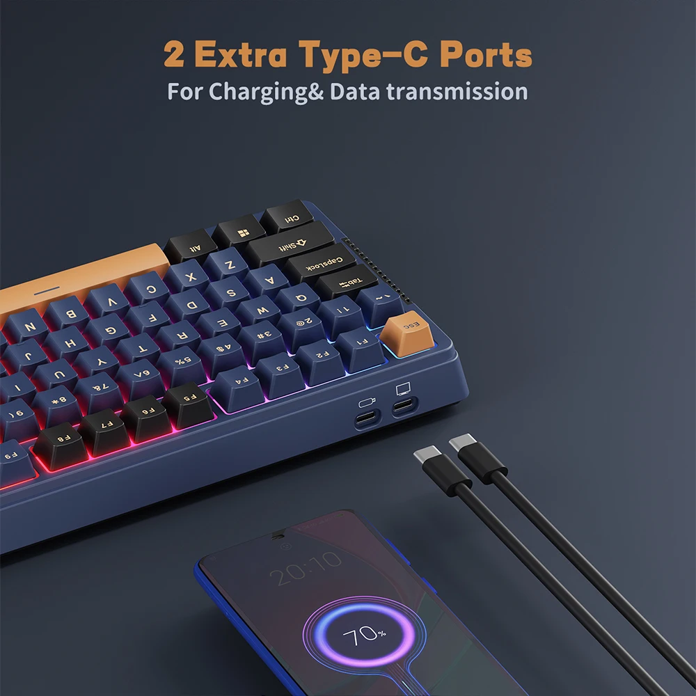 RK Royal Kludge H81 Gasket Structure Mechanical Keyboard 81 Key RGB Backlit Tri-mode 2.4G Wireless Bluetooth Gaming Keyboards