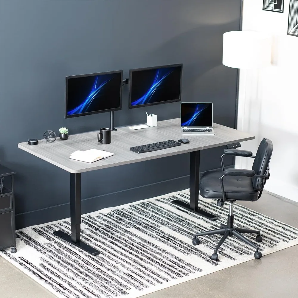 

71 X 36 Inch Upright Desk, Dual Motor Memory Controller Height Adjustment, 2B Series, Dark Gray Top Black Frame Computer Desks