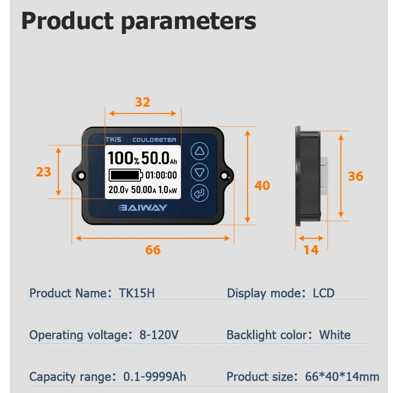 K15 Coulometer wskaźnik naładowania baterii Test baterii DC8V- 120V 50/100/350A dla sprzętu E-bike/deskorolka elektryczna/maszyna czyszcząca