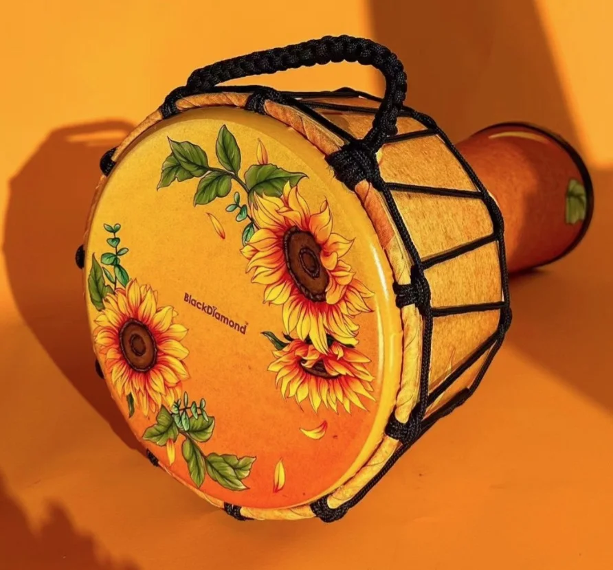 

African drum tabor drum Sunflower color 10 inches percussion instrument