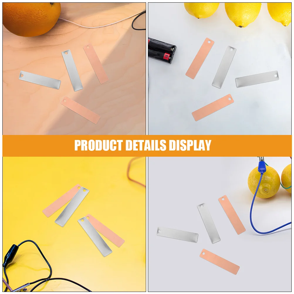 Batteries Electrode Sheet DIY Fruit Materials Strip for Experiment Toy Zinc Anode Copper Plate