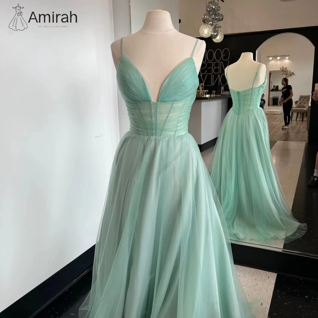 فساتين سهرة Amirah للمناسبات الخاصة فستان زفاف مصنوع حسب الطلب على شكل حرف A من التل فساتين حفلة موسيقية فاخرة أنيقة للحفلات المسائية