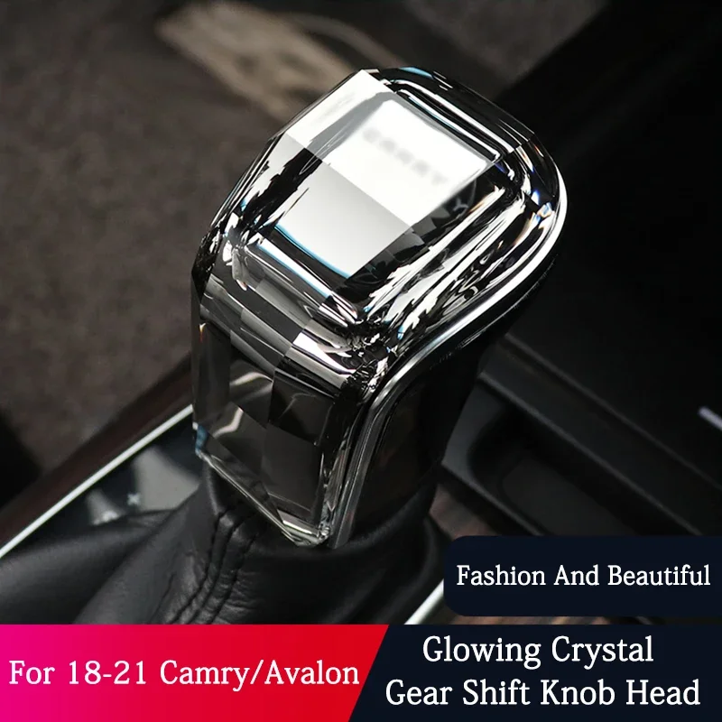 Crystal Gear Shift Knob Head with Light Glowing Lever Head Protective Cover Car Trim Accessories For 18-22 Camry/Avalon