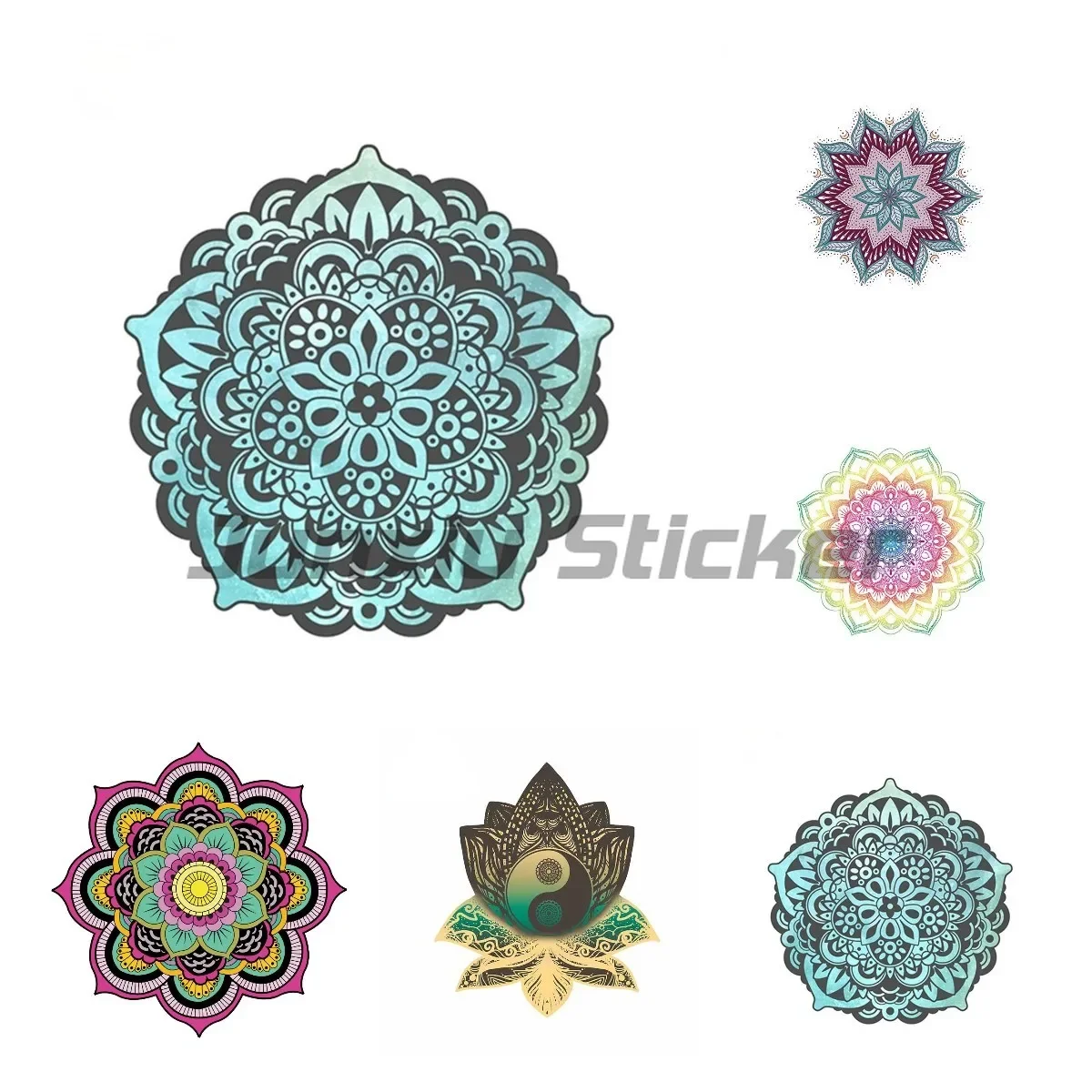 

Автомобильная наклейка, акварель, Мандала, бохо, Стайлинг автомобиля, водонепроницаемые оконные аксессуары, виниловая наклейка
