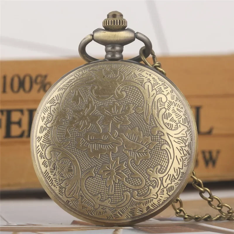 Vintage Stalin Pattern Pocket Watch Russian Leader Full Hunter Case Arabic Numeral Quartz Movement Sweater Chain Timepiece