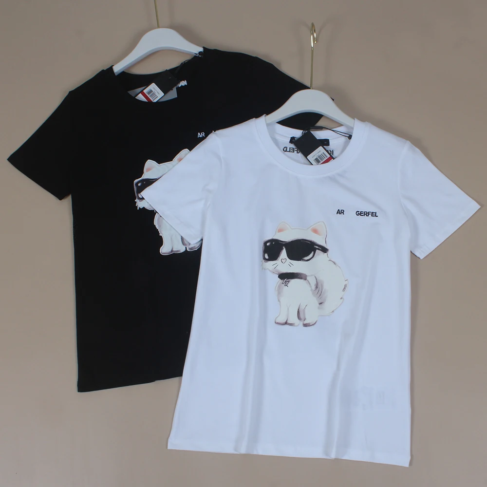 

New Women's round Ne ort Sve T-irt Pattern Casual Versatile Top Moisture ng Summer Commute Sle Loose Fit