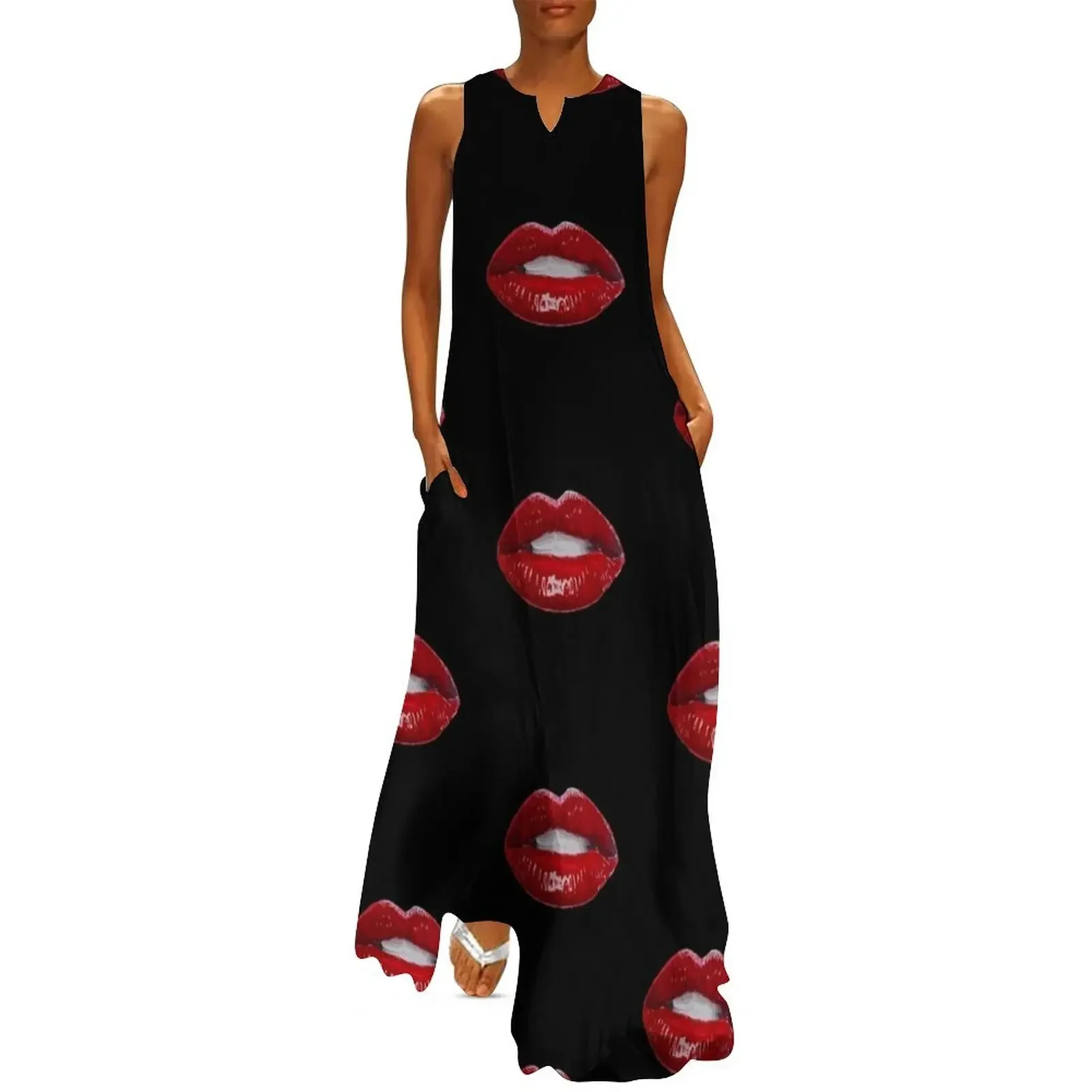 

Sexy teen girl lips bite biting teeth red Long Dress clothing women summer 2025 Woman clothing elegant dresses for women Dress