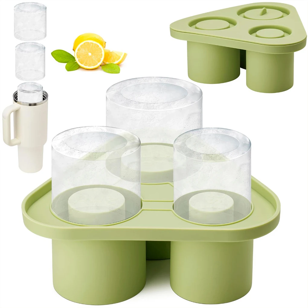 

Ice Cube Tray For Stanley Silicone Ice Cube Maker With Lid For Making 3 Hollow Cylinder Ice Cube Molds Kitchen Tools