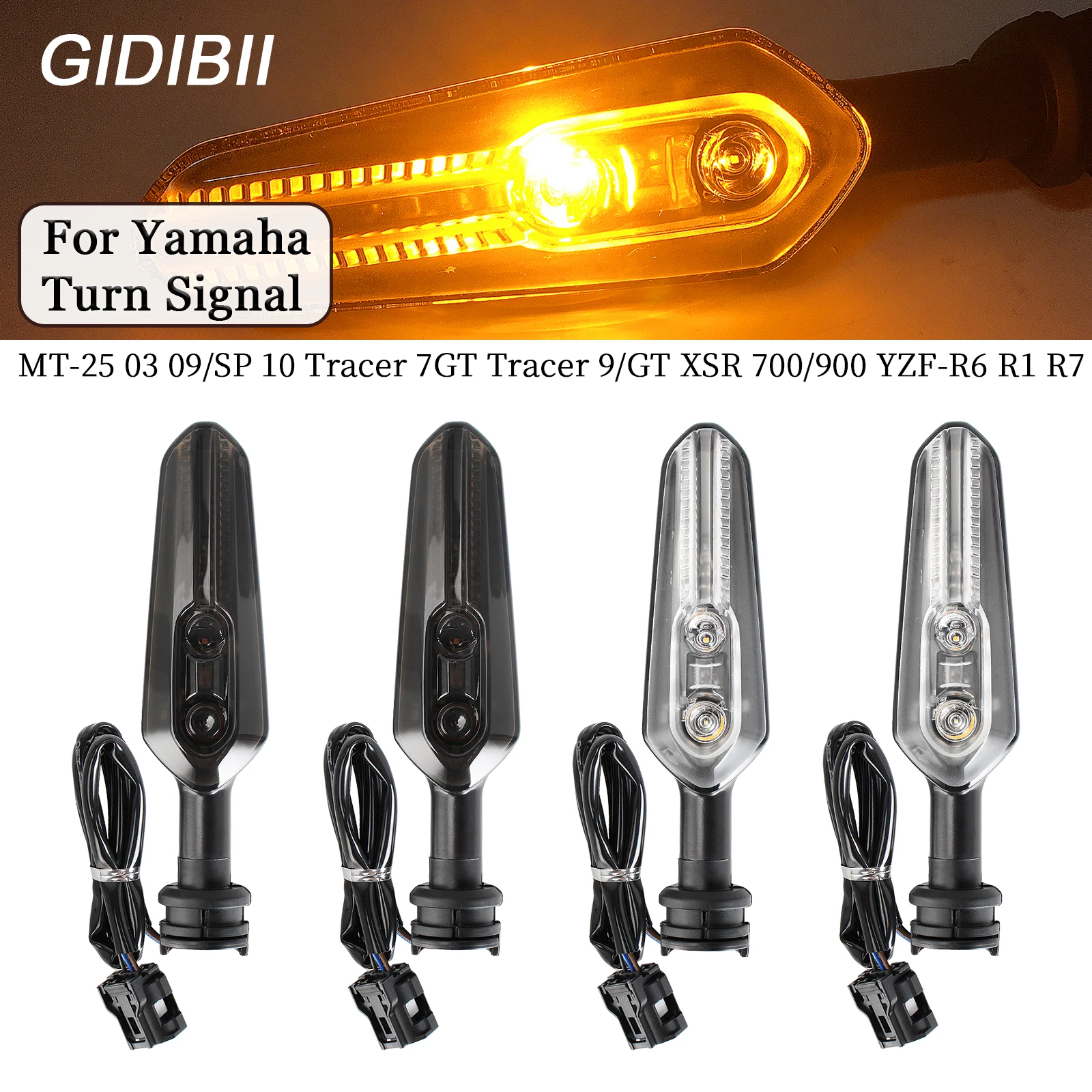 

3 Wire LED Turn Signal For Yamaha MT-03 MT-09/SP MT-10 MT-25 Tracer 7/9/GT YZF-R1/R6/R7 XSR 700/900 Motorcycle Light Accessories