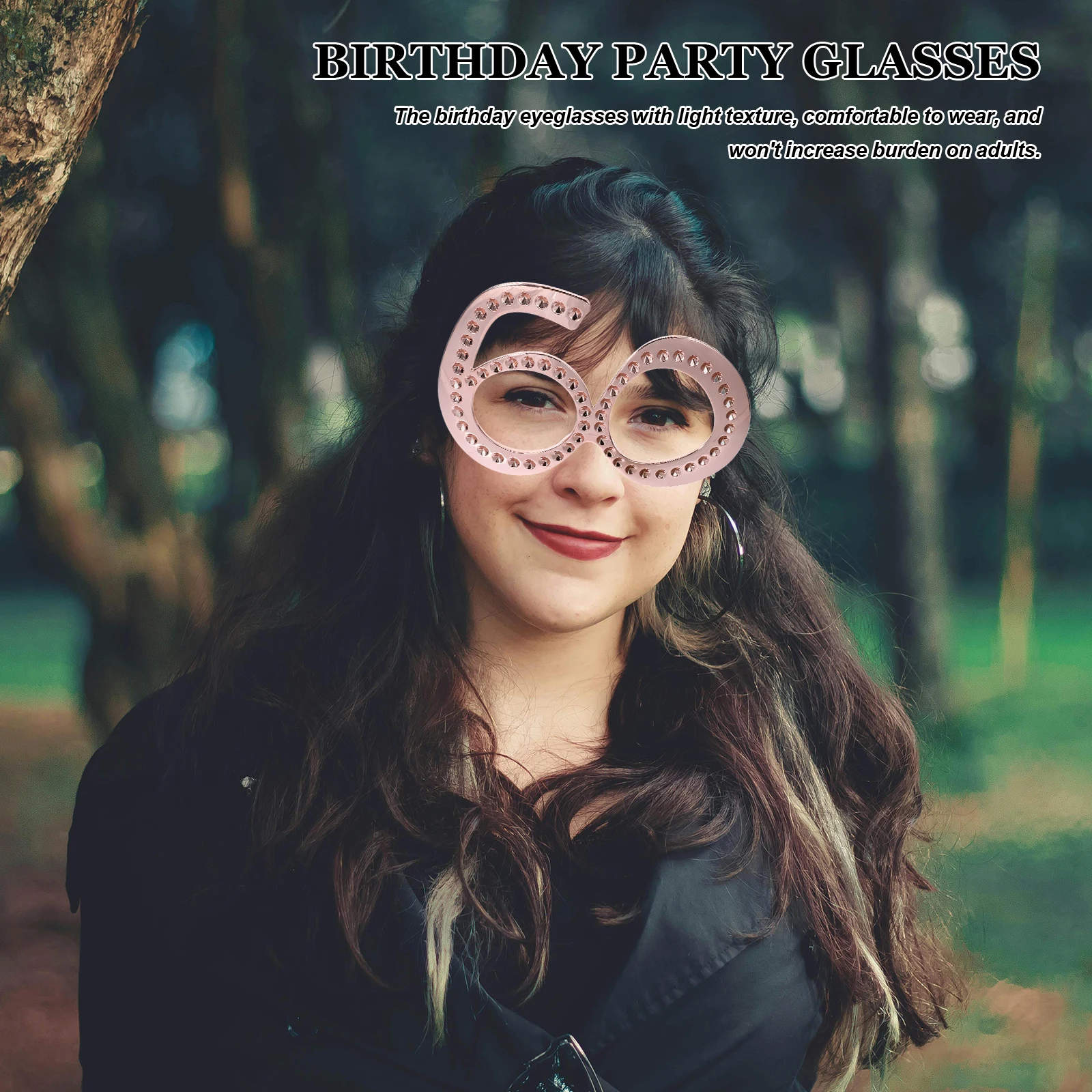 

Digital 60 Glasses Glitter Lightweight ABS Birthday Party Photo Prop Novelty Eyewear Women Decor Sunglasses