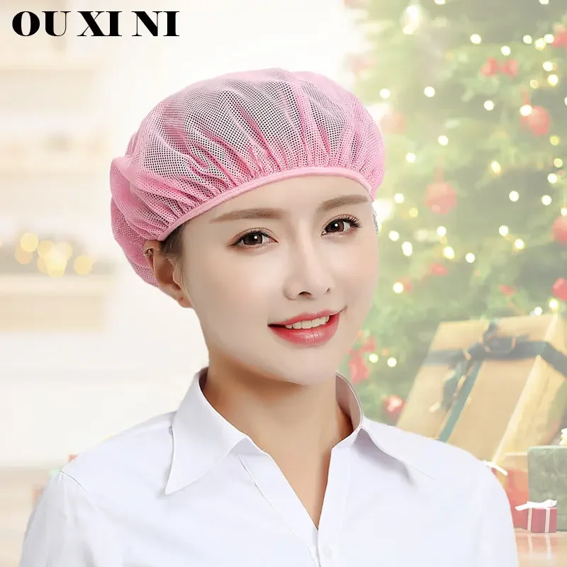 

4pcs Chef Net Hat Cook Caps Kitchen Health Work Hats Canteen Restaurant Food Service Bakery Baking Female Breathable Cap