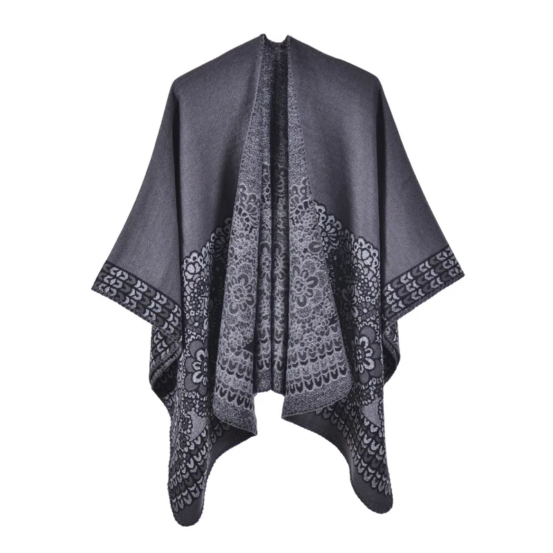 

Poncho Travel Split Warm Shawl Cloak Women's Imitation Cashmere Fashionable Air Conditioning Cardigan Scarf Cloaks Lady Capes G1