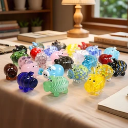 Different Styles Murano Glass Pig Mini Figurines Cute Tiny Animal Craft Ornaments Home Table Fairy Garden Room Kawaii Decoration