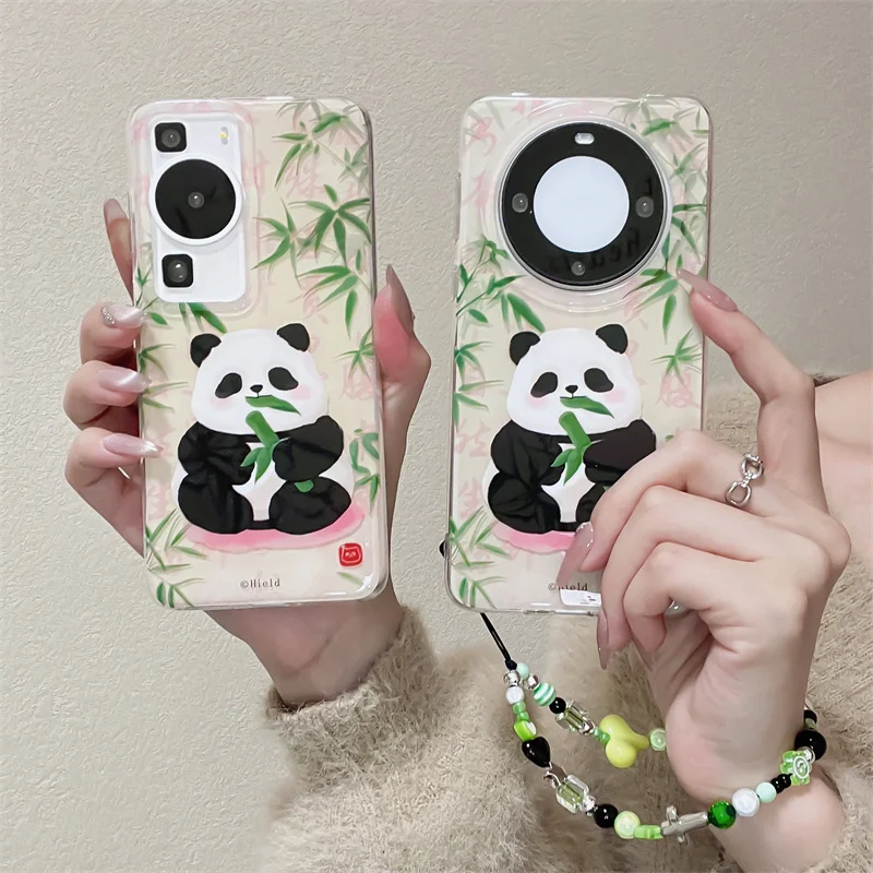 High-quality cartoon panda phone case with bracket for Huawei P60 P60pro P40Pro P50Pro MATE40 MATE50Pro MATE50 MATE60 MATE60Pro