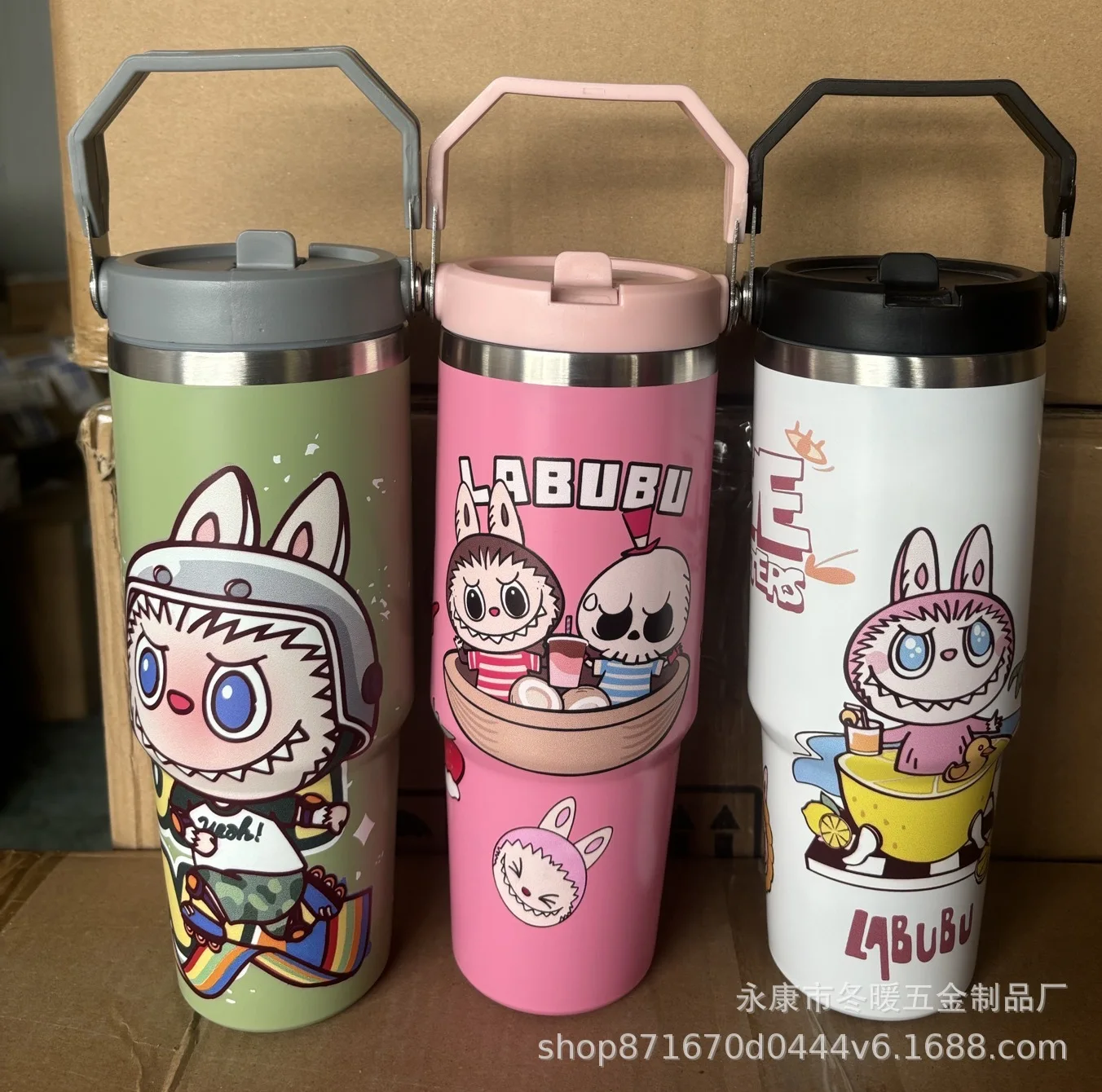 جديد لابرادور نمط الجليد الملك كوب سيارة كوب 304 الفولاذ المقاوم للصدأ كوب معزول مقبض منفذ واحد