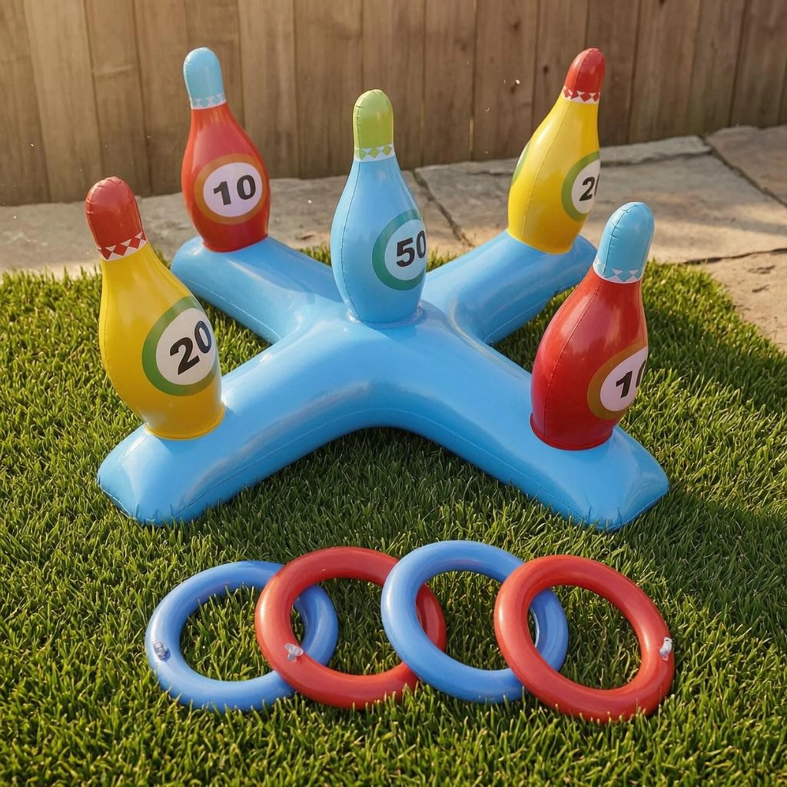 jeu-de-cible-de-bowling-gonflable-numerote-jeu-de-lancer-d'anneaux-gonflables-multicolores-en-vinyle-robuste
