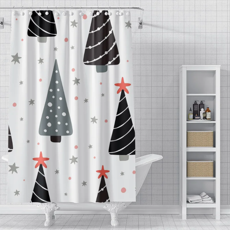 Home decoration shower curtains for bathroom waterproof curtain fabric Modern Nordic style Living Room Merry Christmas winter