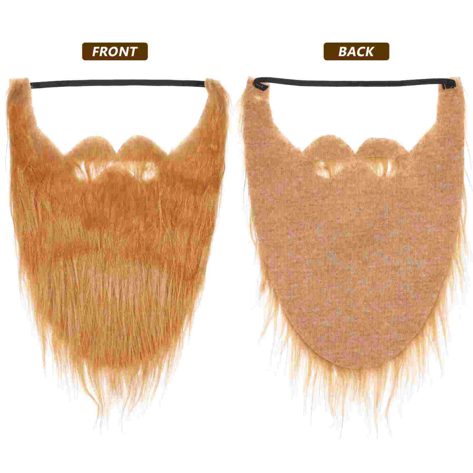 2 Pcs Halloween Long Hair Fake Beard Face Decorations Brown Prom Masquerade Party Supplies Wool Mustaches Mask Child