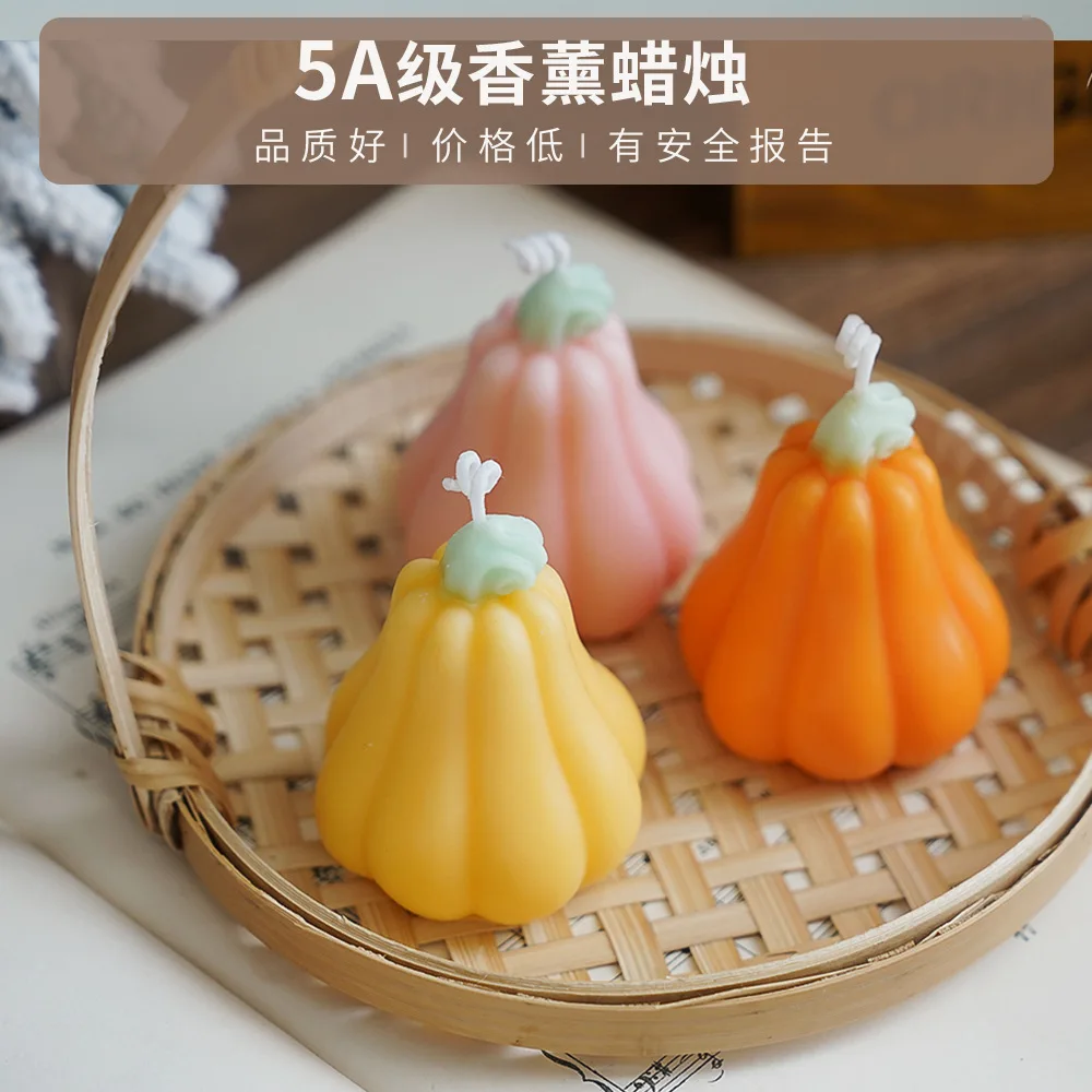 شموع معطرة على شكل يقطين الهالوين، شموع صناعية مصنوعة يدويًا مع شموع عطرية للهدايا ديكور منزلي #4