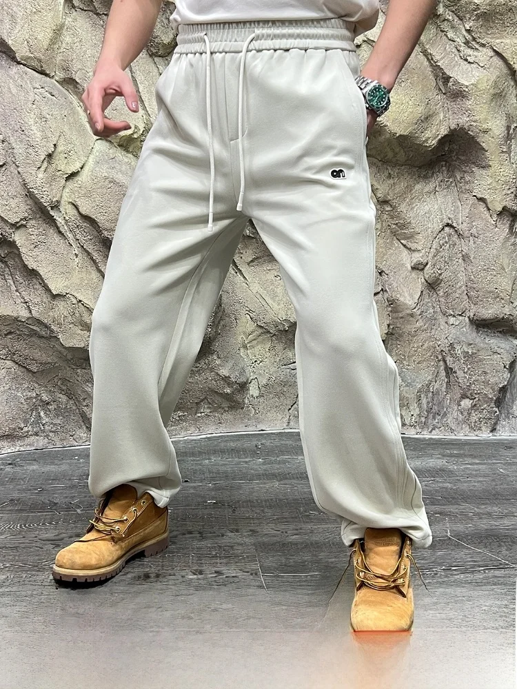 

Men's Loose Fit Knitted Casual Sweatpants Autumn New Arrival Breathable Wide Leg Pants Outdoor Sle Polyester Cotto...