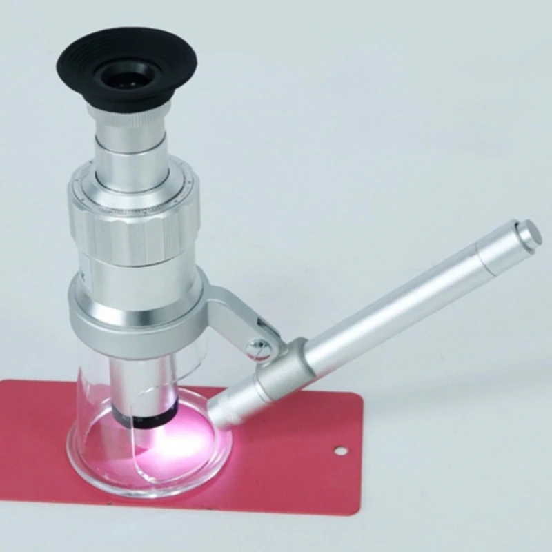 

Portable 20X 40X 60X 100X HD Recognition Magnifier Scale Microscope Magnifying Glass With Surround LED Fill Light Microscopio
