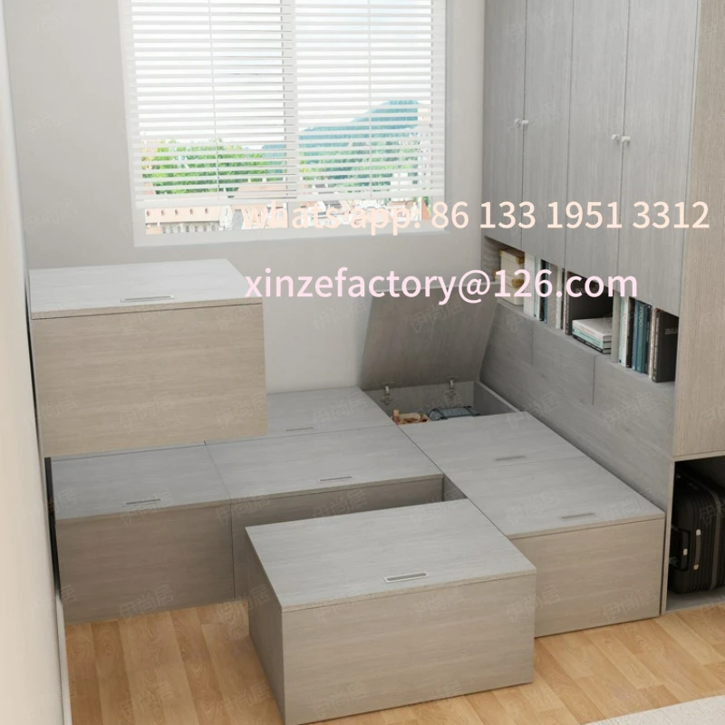 Customizable small apartment tatami bed combination wooden box