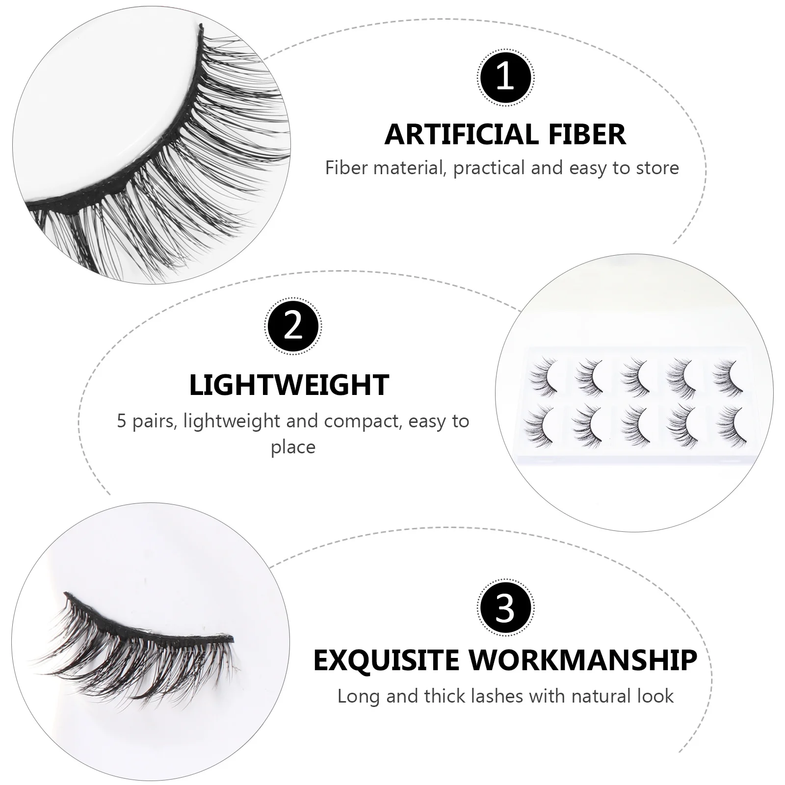 

5Pairs False Eyelashes Handmade Cross Thick Long Natural Eye Lashes Perfect for Wedding Party Makeup False Eyelashes