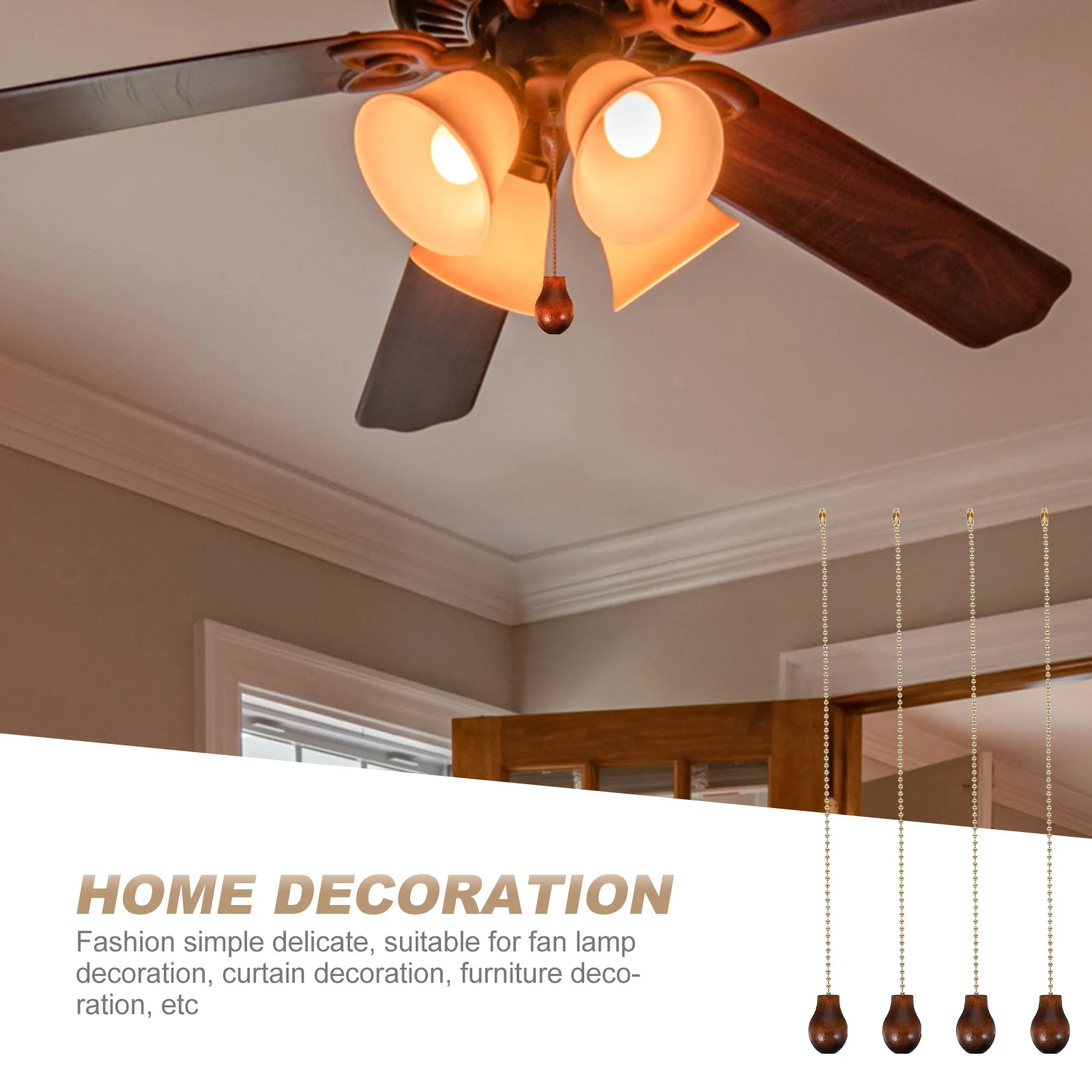 4 Buah Rantai Tarik Lampu Bentuk Labu Kayu Bahan Premium DIY Dekorasi Jendela Pintu Lampu Plafon Rantai Tarik